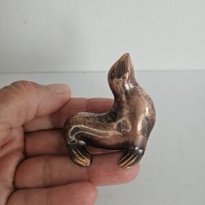 Vintage Miniature Bronze Seal Figurine Mini Sculpture Japan Metal